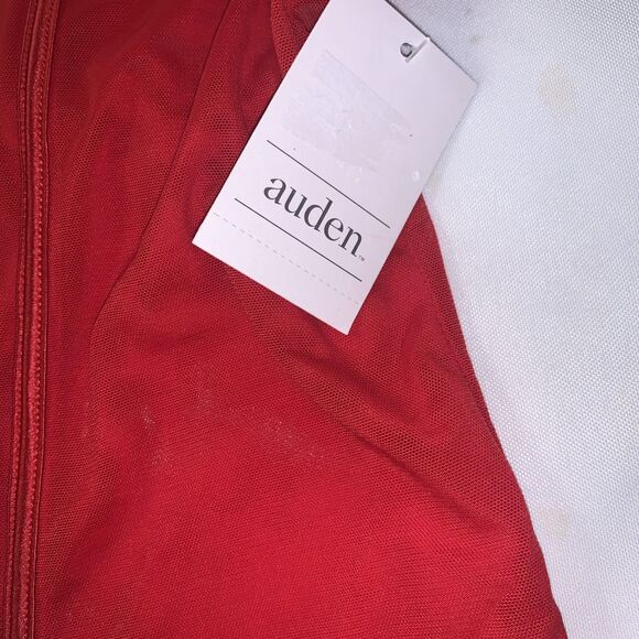 AUDEN Intimates Sheer Mesh Rhinestone Studded Thong Lingerie Bodysuit Red Size L - Picture 5 of 8